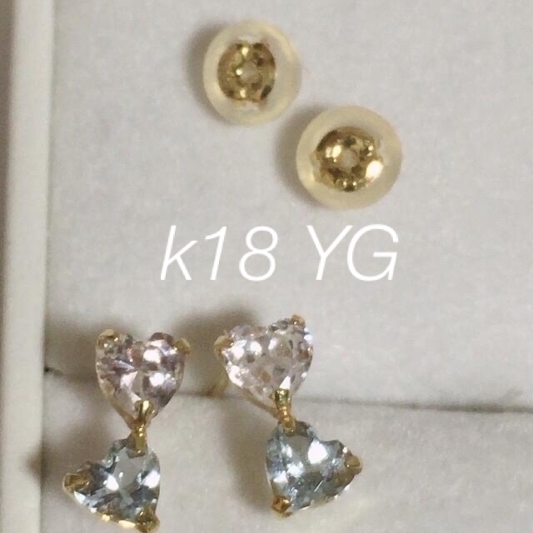 【再値下げ!】k18YG ダブルハートピアス　k18YGダブルロックキャッチ付 レディースのアクセサリー(ピアス)の商品写真