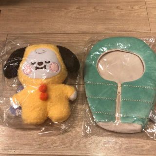 ビーティーイシビル(BT21)の公式　BT21たっとんシュラフ グリーン　ねとん　ぬいぐるみS. CHIMMY (ぬいぐるみ)