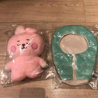 ビーティーイシビル(BT21)の公式　BT21たっとんシュラフ グリーン　ねとん　ぬいぐるみS. COOKY (ぬいぐるみ)