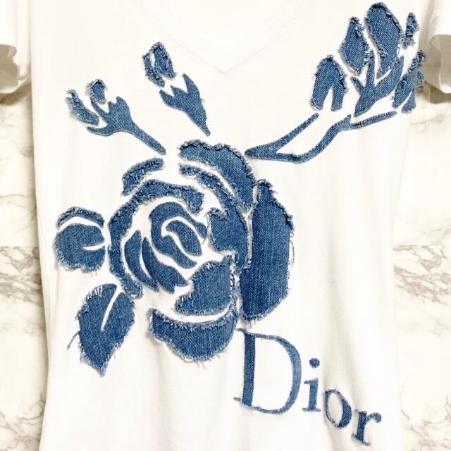 美品 05SS】Christian Dior デニムローズ&ロゴTシャツ 大切な 33%割引