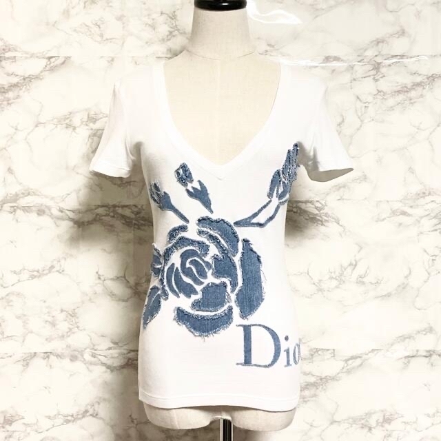 美品 05SS】Christian Dior デニムローズ&ロゴTシャツ 【おトク