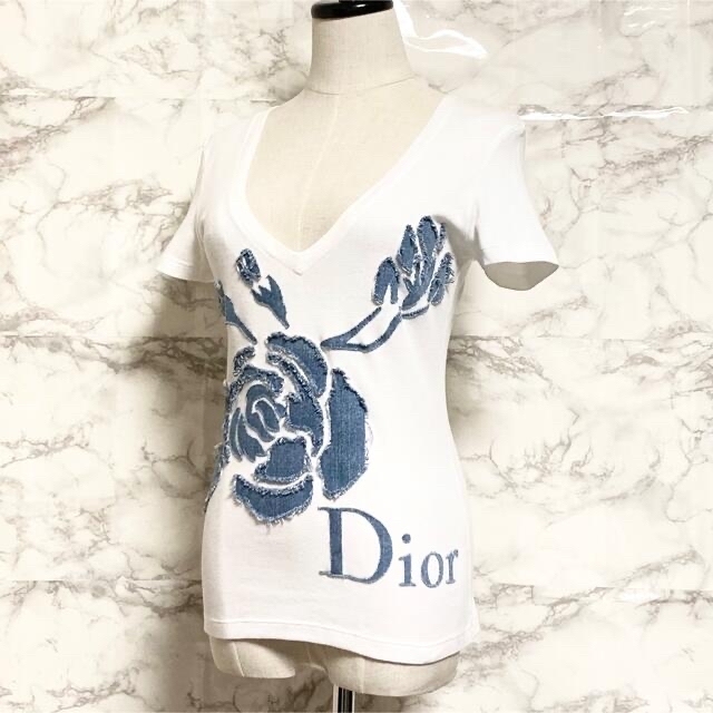 美品 05SS】Christian Dior デニムローズ&ロゴTシャツ 大切な 33%割引