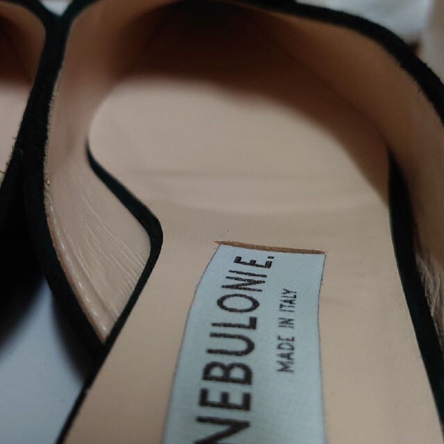 【1回使用】ネブローニ フラット ミュール スエード グリーン 38 レディースの靴/シューズ(ミュール)の商品写真