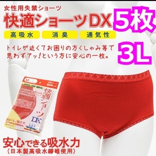 【新品】3Lサイズ 5枚セット 女性用 失禁ショーツ 快適ショーツDX(ショーツ)