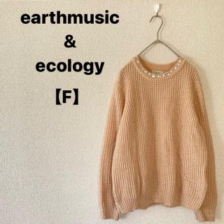 アースミュージックアンドエコロジー(earth music & ecology)の【earthmusic&ecology】（F）ビジュー付きニット サーモンピンク(ニット/セーター)