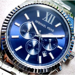 マイケルコース(Michael Kors)のマイケル コース 腕時計 LEXINGTON ネイビー×シルバー ラスト1！(腕時計(アナログ))