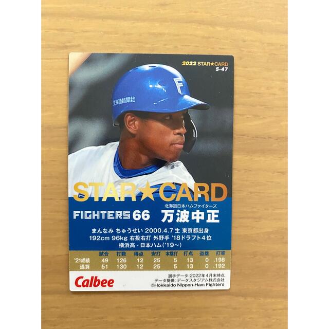 プロ野球チップス2022第二弾 日本ハム 万波中正選手 エンタメ/ホビーのタレントグッズ(スポーツ選手)の商品写真