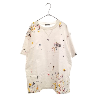 ディオール(Dior)のDIOR ディオール 21SS ペイント加工 ブランドロゴ 刺繍 オーバーサイズ クルーネックTシャツ 半袖 ホワイト 183J686A0554(Tシャツ/カットソー(半袖/袖なし))