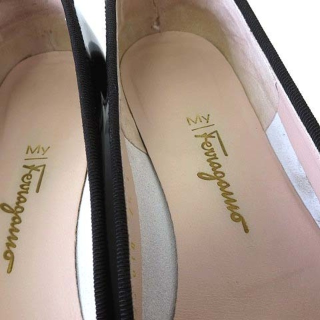 Salvatore Ferragamo(サルヴァトーレフェラガモ)のサルヴァトーレフェラガモ パンプス ヴァラ エナメル 7.5 C 黒 24.5 レディースの靴/シューズ(ハイヒール/パンプス)の商品写真