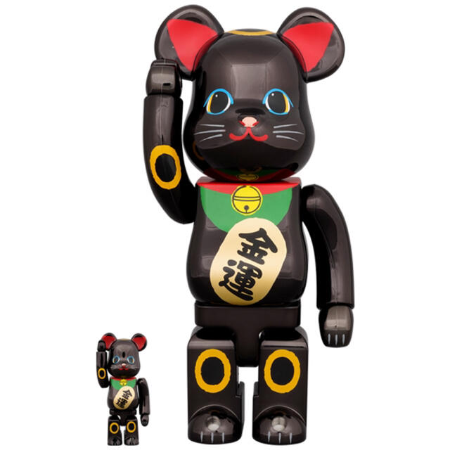 BE@RBRICK 招き猫 金運 黒メッキ 100％ & 400％