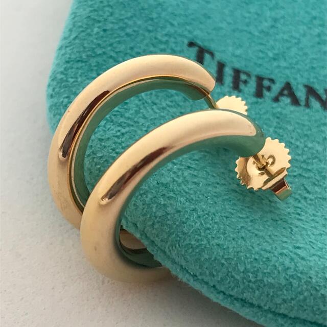 Tiffany K18YGフープ リング ピアス