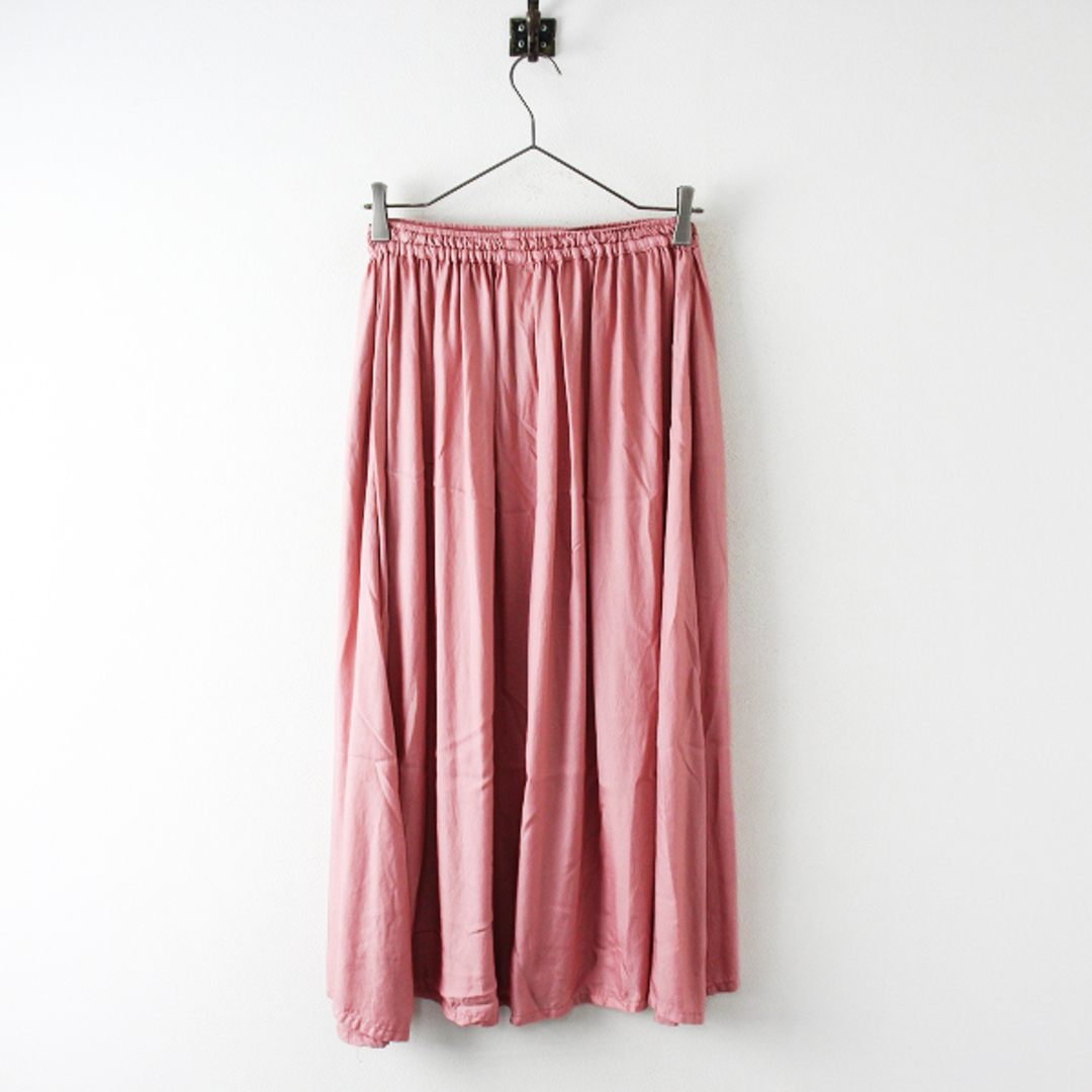CP SHADES シーピーシェイズ レーヨンシルク カラー イージーフレアスカート XS/ピンク ボトムス【2400012816695】 レディースのスカート(ひざ丈スカート)の商品写真