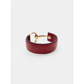 グッチ(Gucci)の美品　グッチ GUCCI  ホースビット レザー バングル 赤 金　レディース(ブレスレット/バングル)