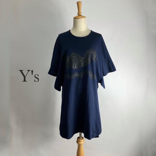 Y's(ワイズ)の希少　Y's ワイズ　古着　オーバーサイズ　Tシャツ　ワンピース  カットソー レディースのトップス(カットソー(半袖/袖なし))の商品写真