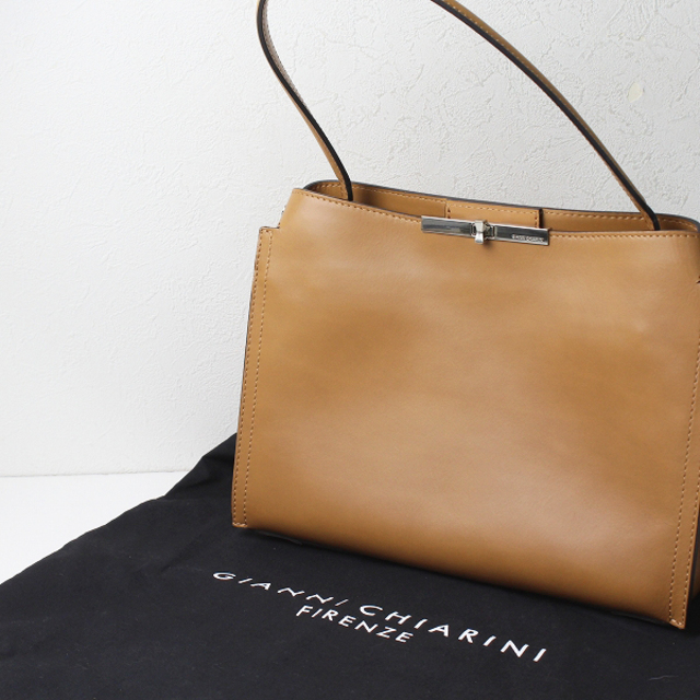 GIANNI CHIARINI ジャンニキャリーニ ワンハンドル レザー トートBag/ブラウン【2400012828926】