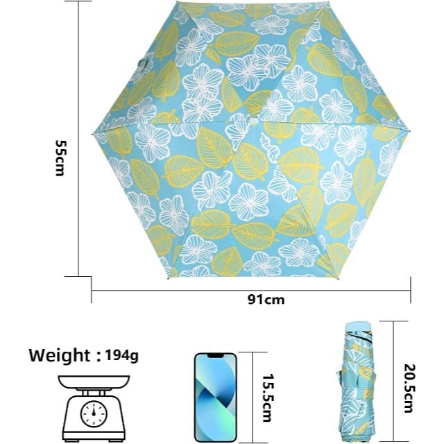 日傘 超軽量 194g UVカット 完全遮光 遮熱 レディースのファッション小物(傘)の商品写真