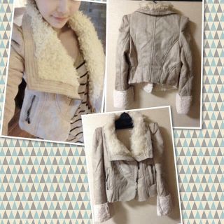 新入荷 モコモコジャケット ベージュ(ライダースジャケット)