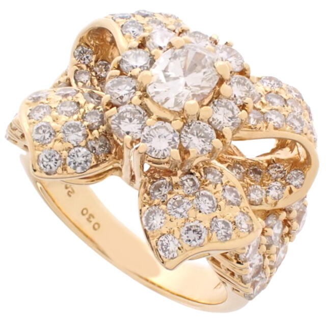 【税込】 - PonteVecchio ポンテヴェキオリング・指輪 40802030466 ゴールド金 YG イエローゴールド K18 オーバルカットダイヤモンドリング リボンモチーフ リング(指輪)