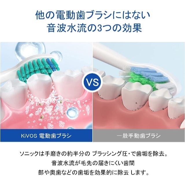 電動歯ブラシ  音波歯ブラシ ソニック 6本替えブラシ トラベルケース付き スマホ/家電/カメラの美容/健康(電動歯ブラシ)の商品写真