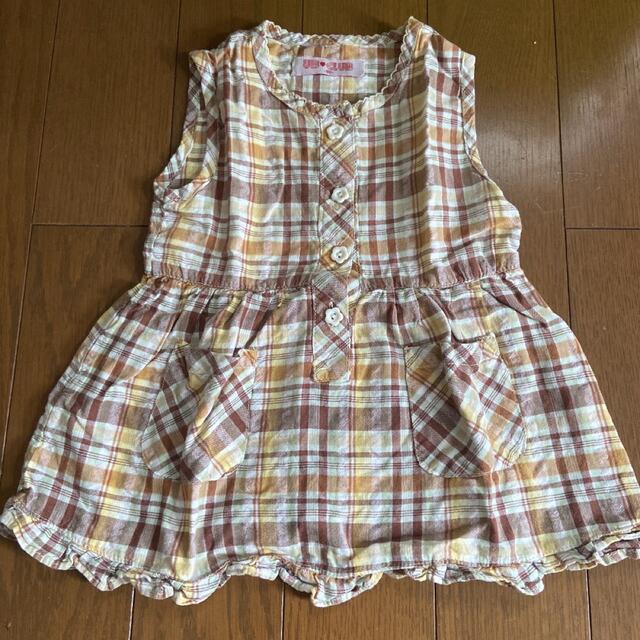 チェック柄ノースリーブワンピース キッズ/ベビー/マタニティのベビー服(~85cm)(ワンピース)の商品写真