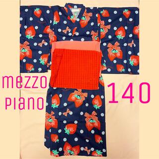 メゾピアノ(mezzo piano)のメゾピアノ  セパレート　浴衣　140 いちご　リボン(甚平/浴衣)