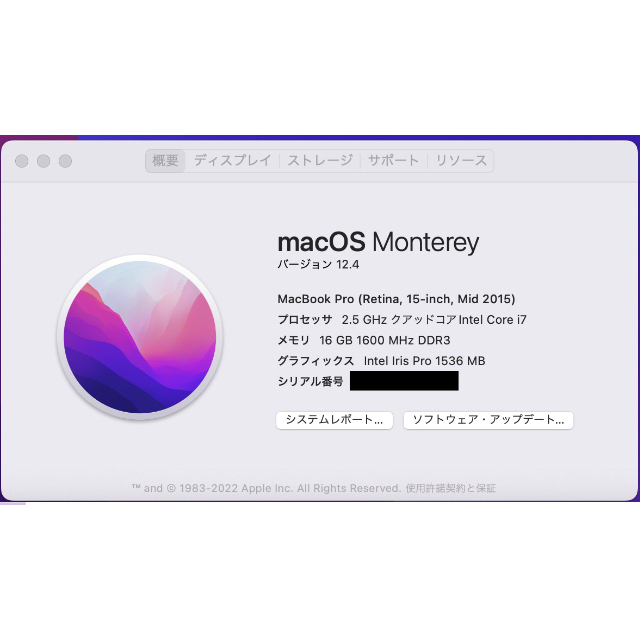 MacBook Pro 15インチ