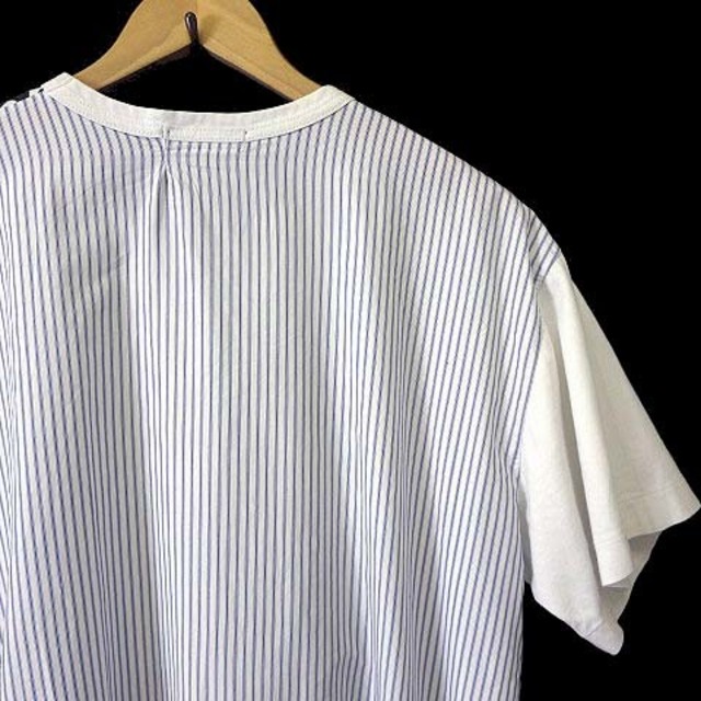 COMME des GARCONS HOMME PLUS(コムデギャルソンオムプリュス)のコムデギャルソンオムプリュス Tシャツ カットソー 半袖 ロング丈 L 白 青 メンズのトップス(Tシャツ/カットソー(半袖/袖なし))の商品写真