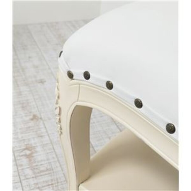 アンティーク風 棚付きベンチスツール ホワイト ベンチ スツール玄関椅子天然木白 3