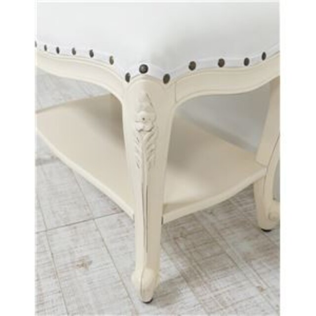 アンティーク風 棚付きベンチスツール ホワイト ベンチ スツール玄関椅子天然木白