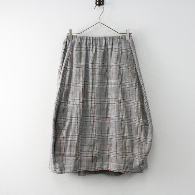 美品 2019AW 秋冬 Veritecoeur ヴェリテクール VC-2013 Glen Check Skirt グレンチェックスカートF/グレー バルーン【2400012492158】理念52ウール41シルク7裏地