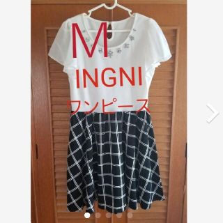 イング(INGNI)のINGNI ワンピース 膝丈 M お仕事 ドッキング キレイめ(ひざ丈ワンピース)