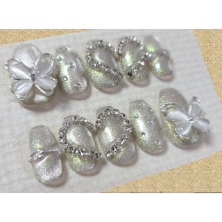 ペアハート×マグネットジェルネイルチップ No.1 ハンドメイドのアクセサリー(ネイルチップ)の商品写真