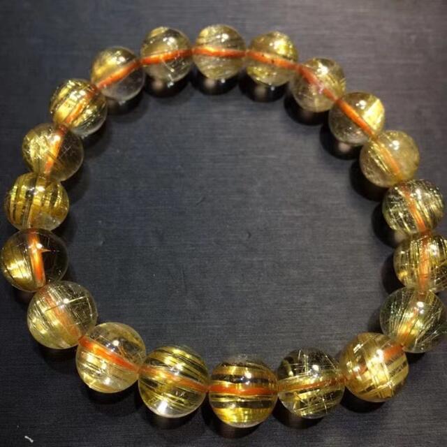 ⭐︎【天然】ゴールド ルチル クオーツ ブレスレット 9.5mm-
