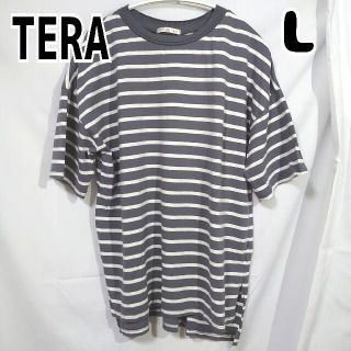 シマムラ(しまむら)のしまむら TERA ボーダーTシャツ 半袖 L グレー 灰(Tシャツ(半袖/袖なし))