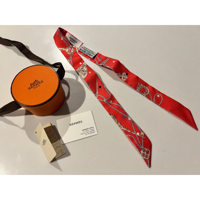 エルメス ツイリー Camails カマイユ リボン スカーフ シルク100％ ベージュ ノワール ローズペール 箱付 HERMES（新品・未使用品）