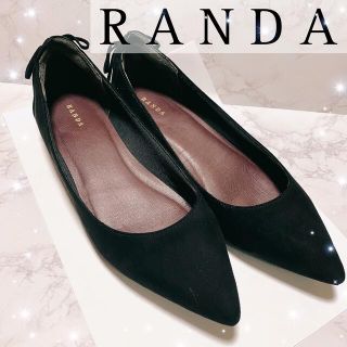 ランダ(RANDA)の※ナオミ様専用※ RANDA レースアップフラットパンプス　ブラック(ハイヒール/パンプス)