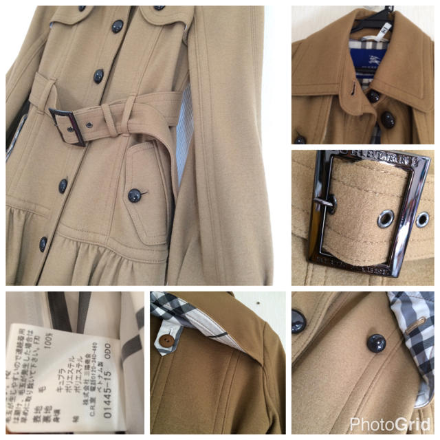 BURBERRY(バーバリー)の美品バーバリーブルーレーベル フリルベルトコート36クリーニング済み レディースのジャケット/アウター(ロングコート)の商品写真