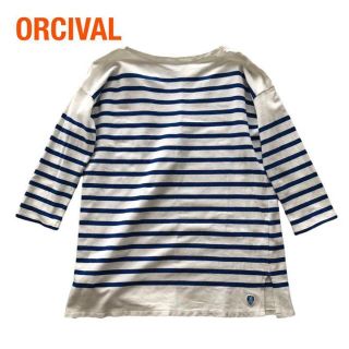 オーシバル(ORCIVAL)のORCIVALオーシバルボーダーカットソー　バスクシャツ　白×青　14A(Tシャツ/カットソー(七分/長袖))