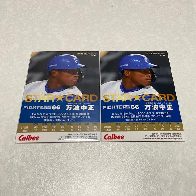 22プロ野球チップス 万波中正 日本ハム 金箔サイン入りスターカード2枚セット