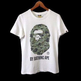 A BATHING APE【アベイシングエイプ】ロゴ\n迷彩　半袖Tシャツ　白