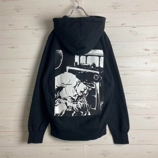 激レア》シュプリーム supreme☆パーカー L デカロゴ ブラック 黒色