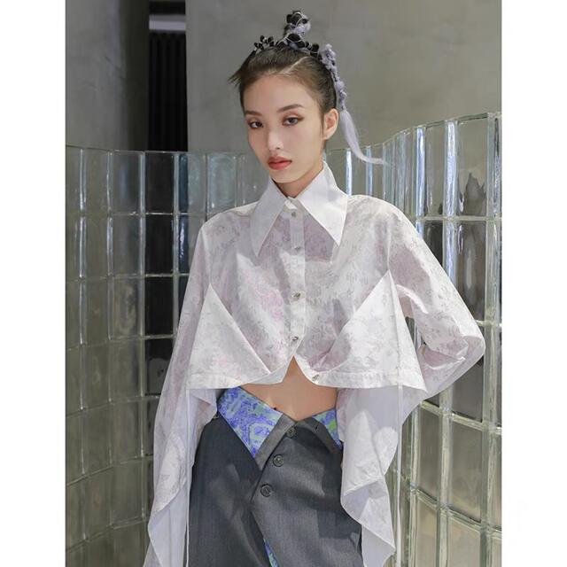 Jnylon Studios】変形光沢シャツ トップス トップス thebraze.de