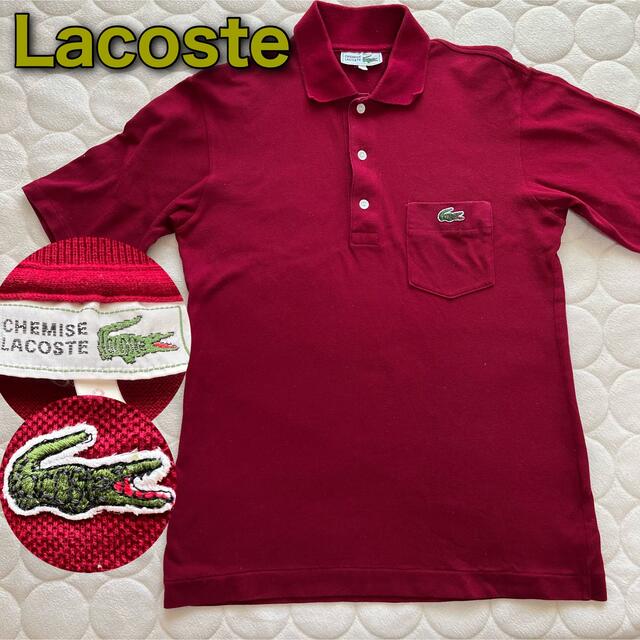 LACOSTE(ラコステ)のLACOSTE ラコステ ポロシャツ　エンジ　ボルドー　3 M 古着 メンズのトップス(ポロシャツ)の商品写真