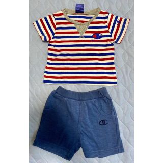 チャンピオン(Champion)のベビー　セットアップ　80 トリコロール　半袖　半ズボン　champion(Ｔシャツ)