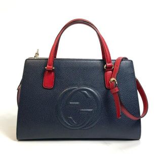 グッチ(Gucci)のグッチ GUCCI ソーホー 431571 鞄 2WAY ショルダーバッグ レザー  ネイビー(ショルダーバッグ)