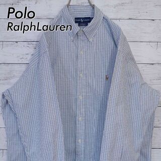 ポロラルフローレン(POLO RALPH LAUREN)のXL相当 ラルフローレン 刺繍ロゴ チェック 長袖ボタンダウンシャツ BDシャツ(シャツ)