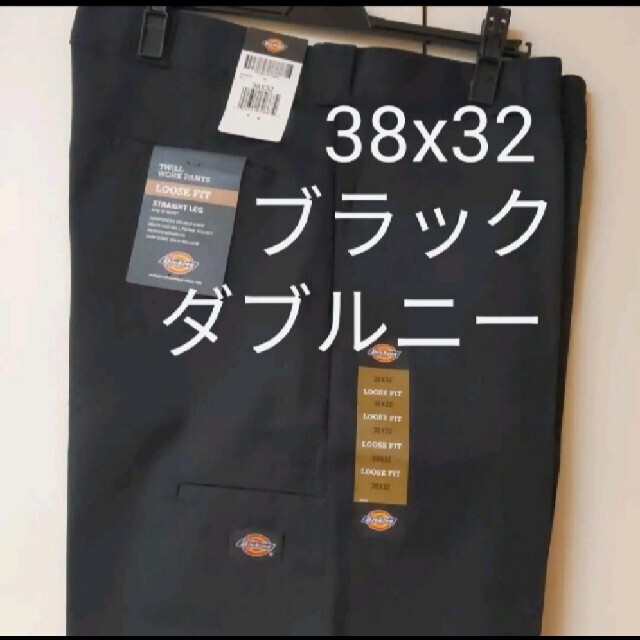 新品 38x32 BK ダブルニー ワークパンツ ディッキーズ ブラック