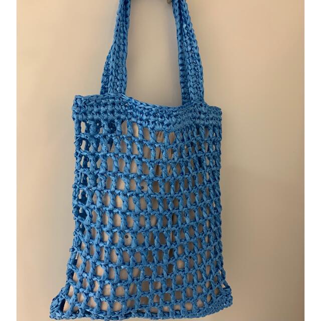 ビニール紐で編んだメッシュバッグ ハンドメイドのファッション小物(バッグ)の商品写真