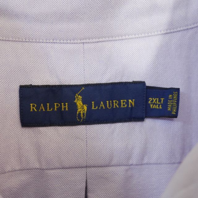 XXL ポロラルフローレン 厚手 刺繍ロゴ 長袖ボタンダウンシャツ ラベンダー