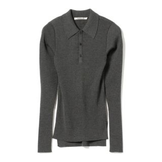 AURALEE/GIZA HIGH GAUGE RIB KNIT POLO